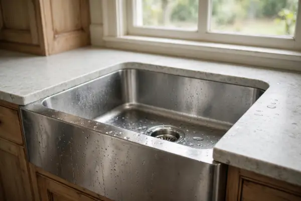 Stainless steel kitchen sink drain in a Palmyra home