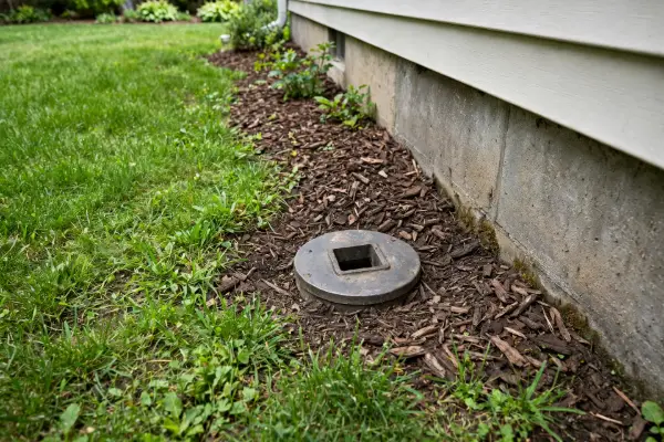 Outdoor drain cleanout cap in a Palmyra yard