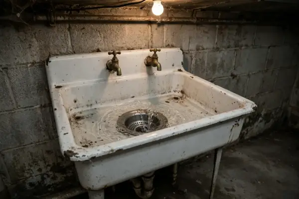 Utility sink draining in a Palmyra basement