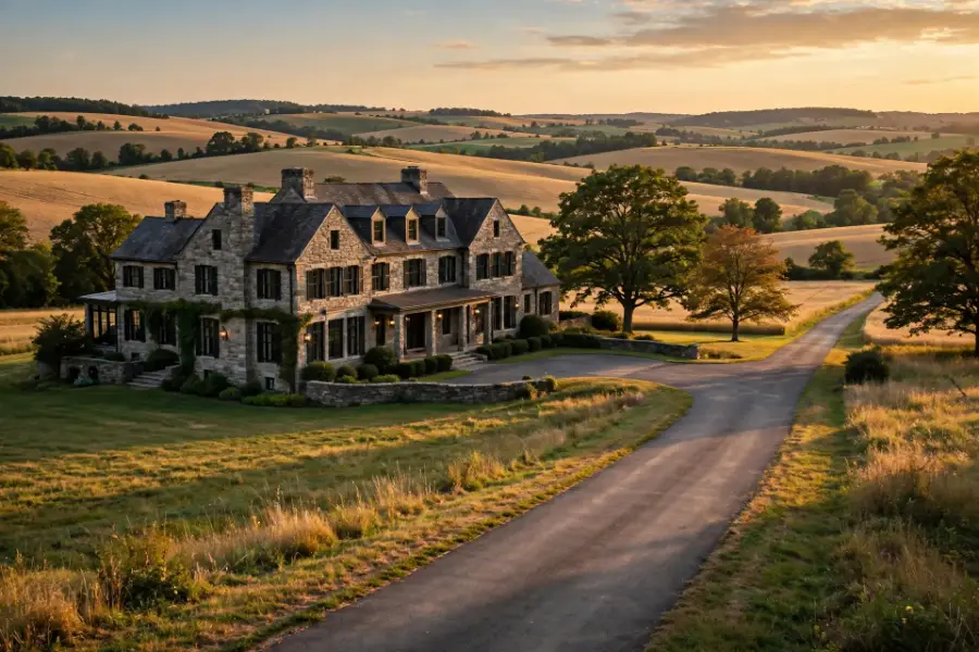 Stone home at the farmland edge near Palmyra, PA
